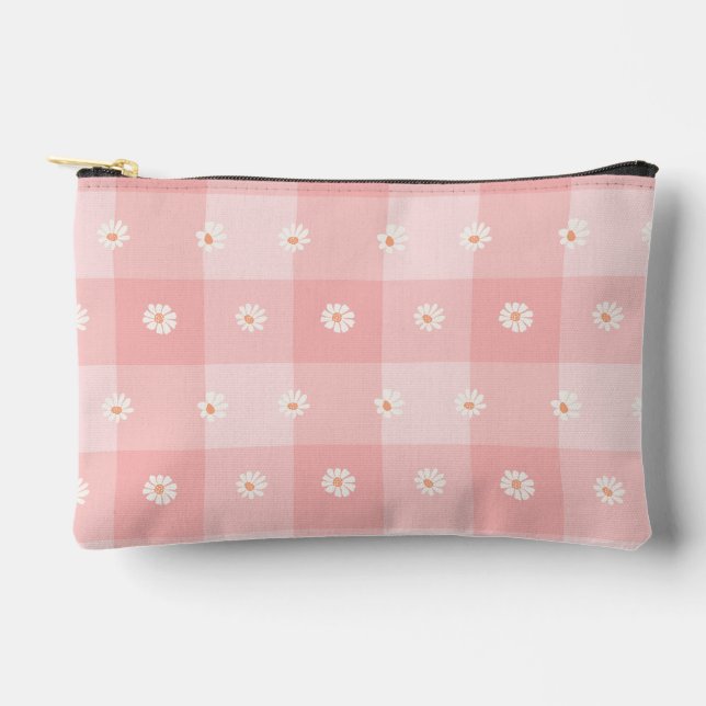 Pochette À Accessoires Damier Pêche Fleur de Marguerite (Recto)