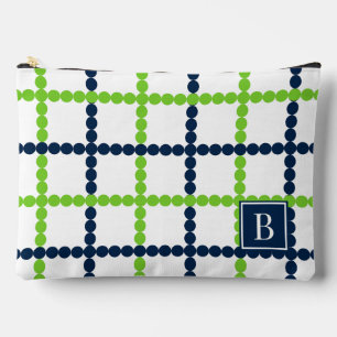 Pochette À Accessoires Damier perlé Prépa - Vert citron et marine