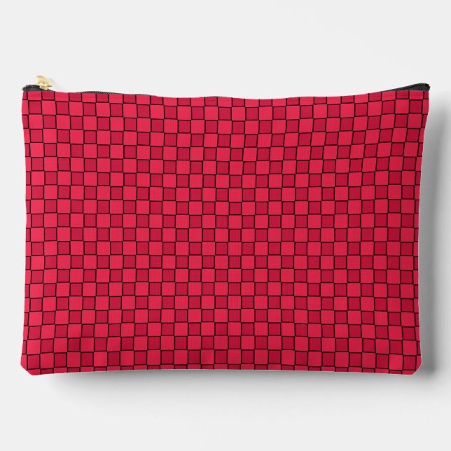 Pochette À Accessoires Damier Rouge Noir Grand (Recto)