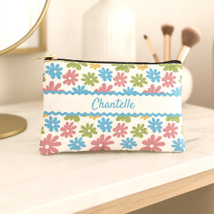 Pochette À Accessoires Danois Pastel Bleu Rose Rose Vert Motif Floral