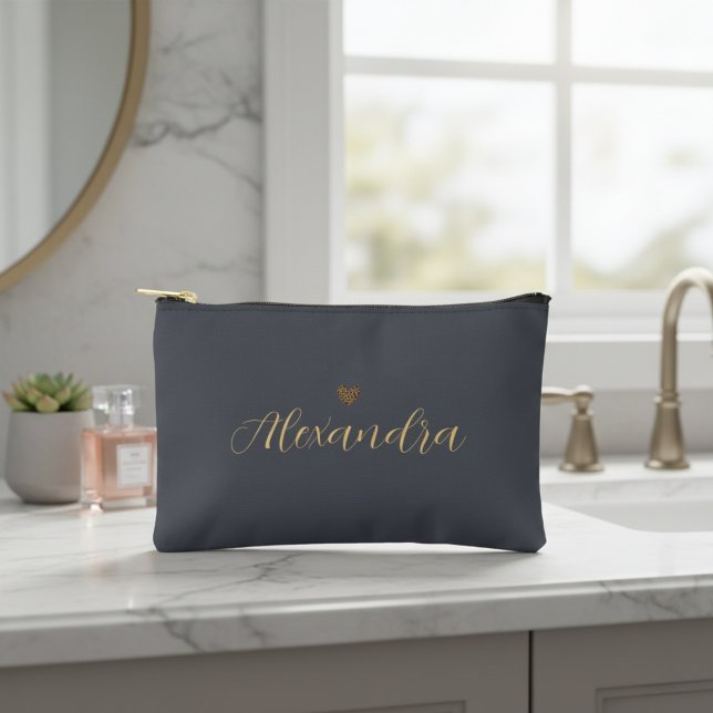 Pochette À Accessoires dark gray accessory bag, personalized makeup bag (Créateur téléchargé)