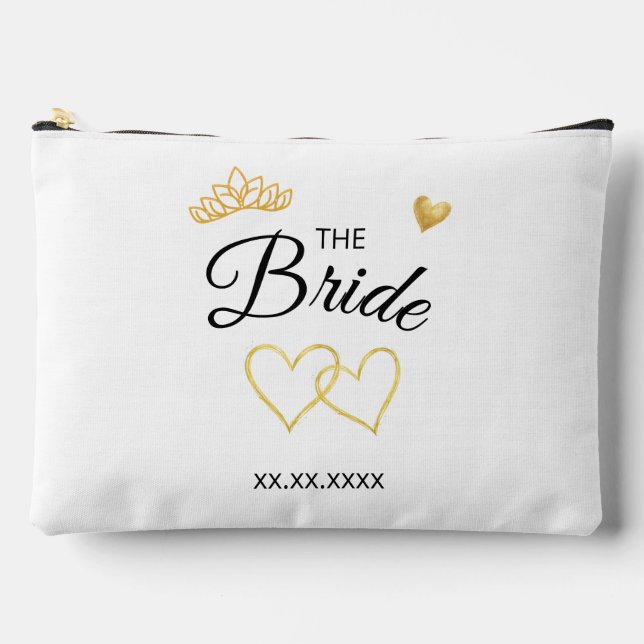 Pochette À Accessoires Date de mariage de la mariée Design élégant (Recto)