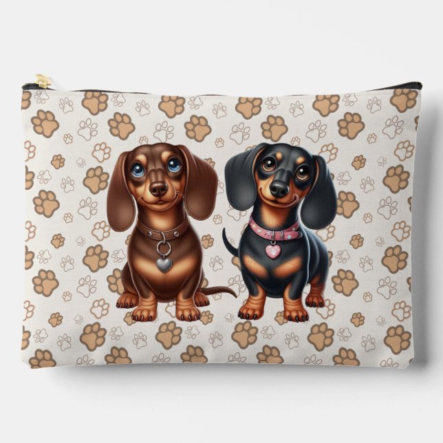Pochette À Accessoires De mignons amis dachshund (Recto)