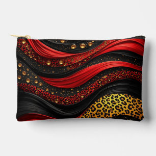 Pochette À Accessoires Décor Abstrait Dramatique Rouge Noir Or Coulant