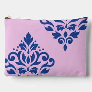 Pochette À Accessoires Défiler Damas Art I Bleu sur rose