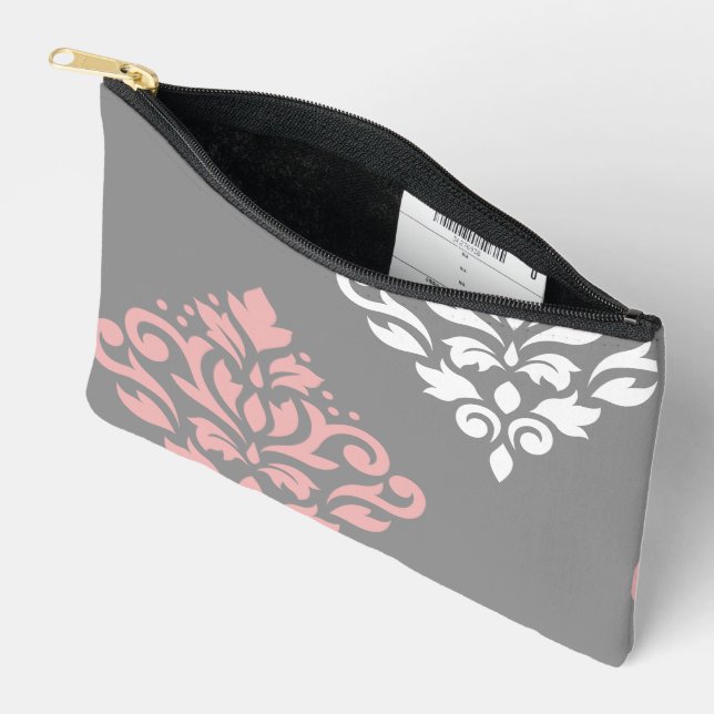 Pochette À Accessoires Défiler Damask Art I rose blanc gris (Ouvrir)