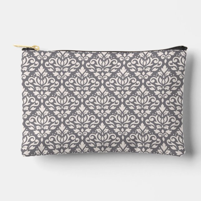 Pochette À Accessoires Défiler Damask Pattern Crème sur gris (Recto)