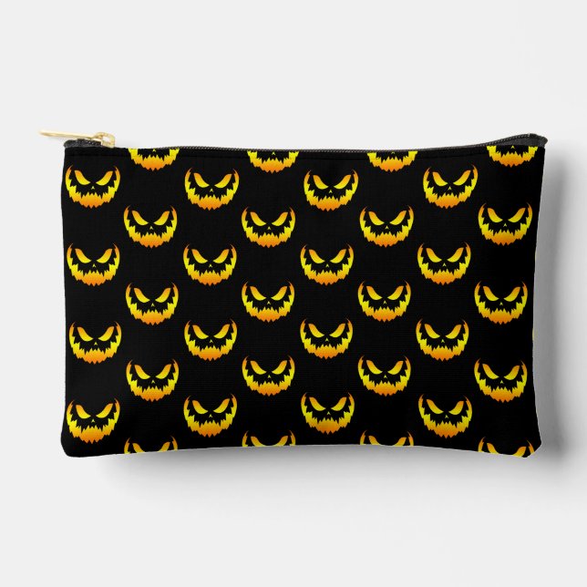 Pochette À Accessoires Dégradé du visage du Citrouille Jack-o'-lantern (Recto)