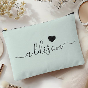 Pochette À Accessoires Demoiselle d'honneur Écriture Moderne Cœur Vert Pa