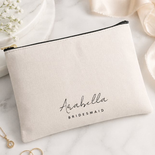 Pochette À Accessoires Demoiselle d'honneur | Écriture Moderne Minimalist (Créateur téléchargé)