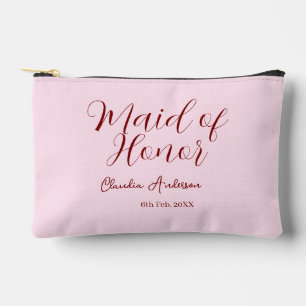Pochette À Accessoires Demoiselle d'honneur mauve nom date rose pastel ma