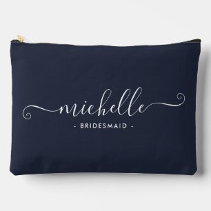 Pochette À Accessoires Demoiselle d'honneur minimaliste bleu marine perso