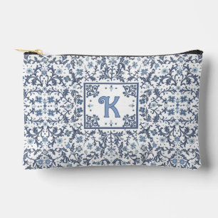 Pochette À Accessoires Denim Blue Fancy Floral Pattern Personnalisé