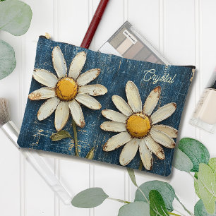 Pochette À Accessoires Denim en détresse et Daisy