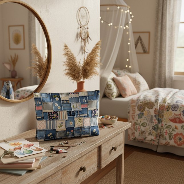 Pochette À Accessoires Denim Patchwork (Créateur téléchargé)