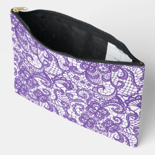 Pochette À Accessoires Dentelle violette sur blanc