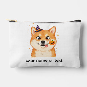 Pochette À Accessoires Derpy Shiba Inu Halloween Citrouille
