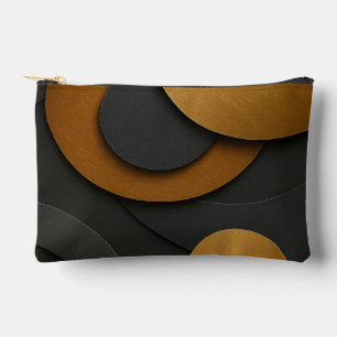 Pochette À Accessoires Design abstrait géométrique noir et or de luxe