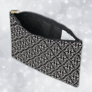 Pochette À Accessoires Design damassé noir et blanc avec rouleaux