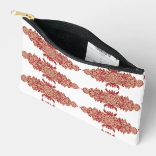 Pochette À Accessoires Design floral rouge et orange avec graphique ornem