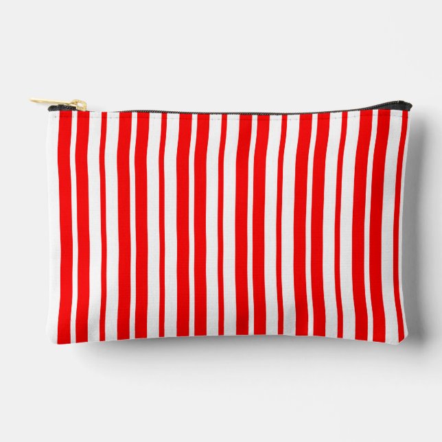 Pochette À Accessoires Design Motif de bandes verticales blanc rouge (Recto)