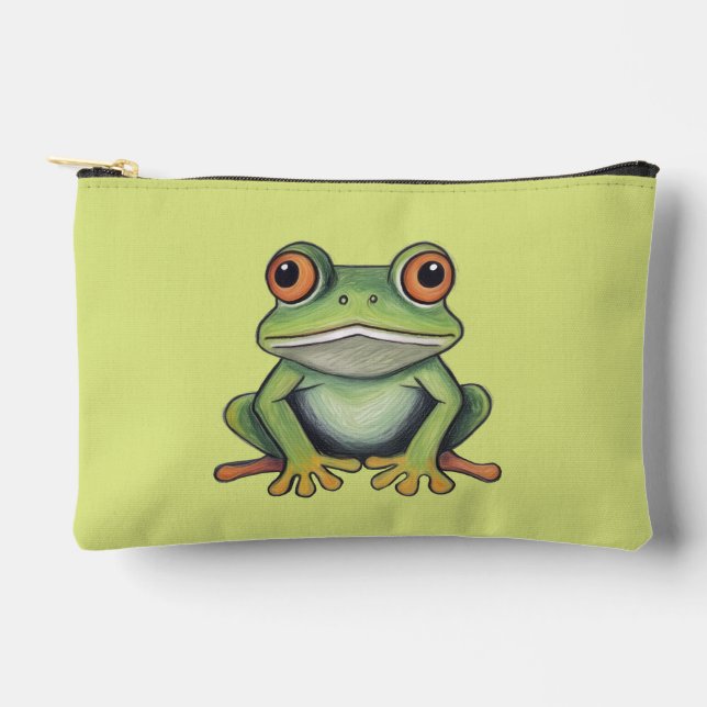 Pochette À Accessoires Dessin de grenouille au crayon de couleur (Recto)