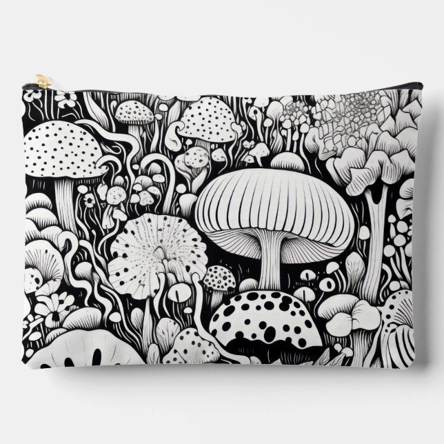 Pochette À Accessoires Dessin de trait de champignon (Recto)