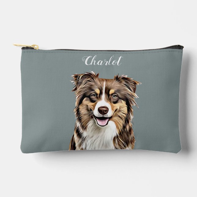 Pochette À Accessoires Dessin personnalisé Collie Chien personnalisé (Recto)