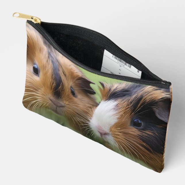 Pochette À Accessoires Deux cochons d'Inde bébé écaille de tortue, (Ouvrir)