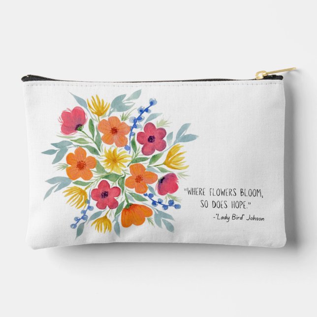 Pochette À Accessoires Devis D'Espoir Avec Floraux D'Aquarelle (Verso)