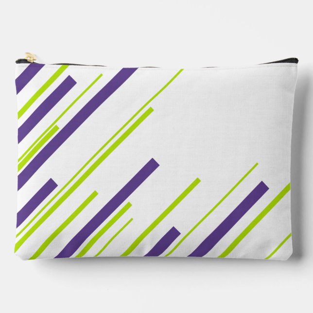 Pochette À Accessoires Diagonales en vert citron vert et violet (Recto)