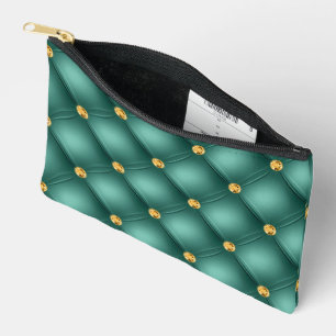 Pochette À Accessoires Diamant d'or Turquoise Tufté