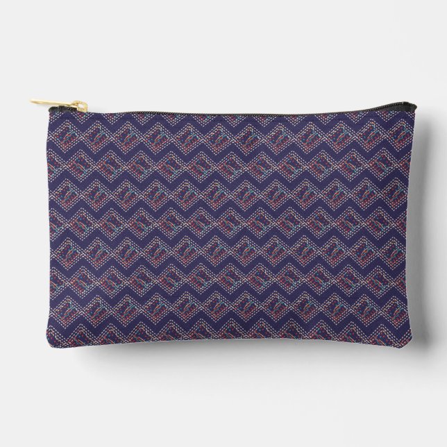 Pochette À Accessoires Diamants Brochés Indigo (Recto)
