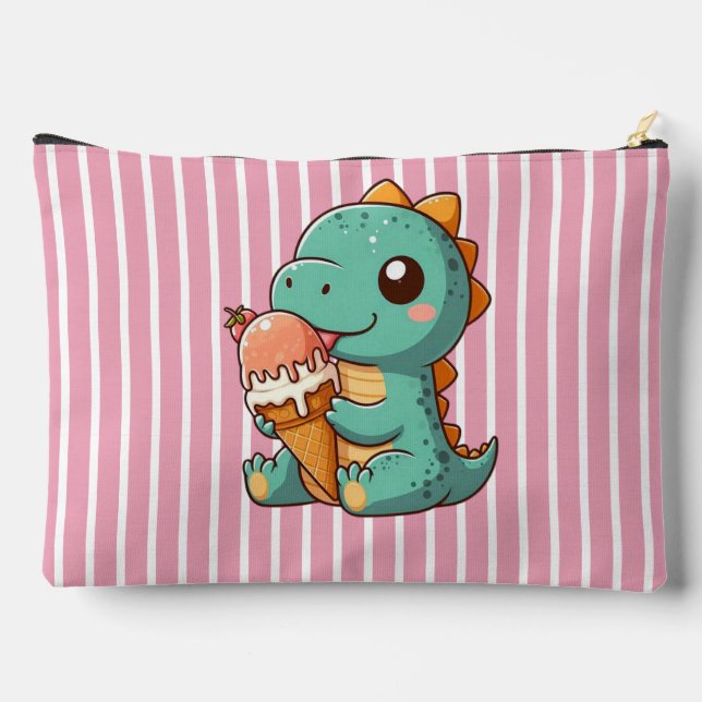 Pochette À Accessoires Dino mignonne de glace mangeur (Verso)