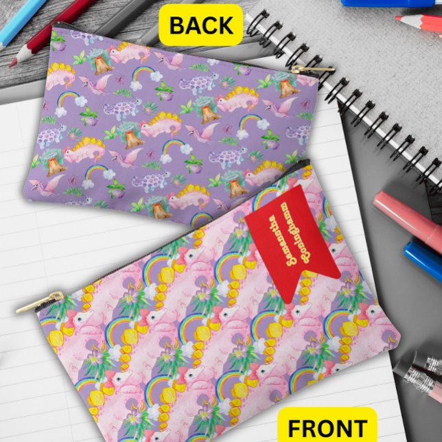 Pochette À Accessoires Dinosaure Rose Mignon avec Classeur à Ruban (Créateur téléchargé)