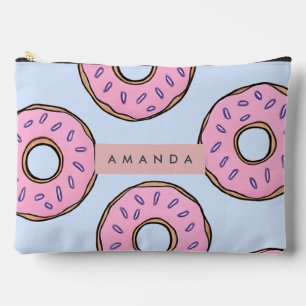 Pochette À Accessoires Donut rose poudré personnalisé avec des pépites