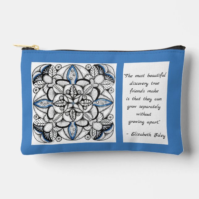 Pochette À Accessoires Doodle de kaléidoscope abstrait avec citation d'am (Recto)