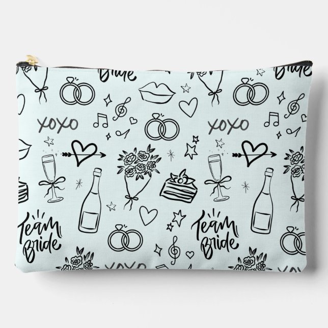 Pochette À Accessoires Doodle Dessiné à la Main Vert Enterrement de Vie d (Recto)