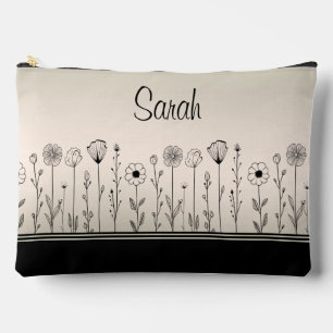 Pochette À Accessoires Doodles Fleurs Ombre Noir/Vert mignon Bridesmaid