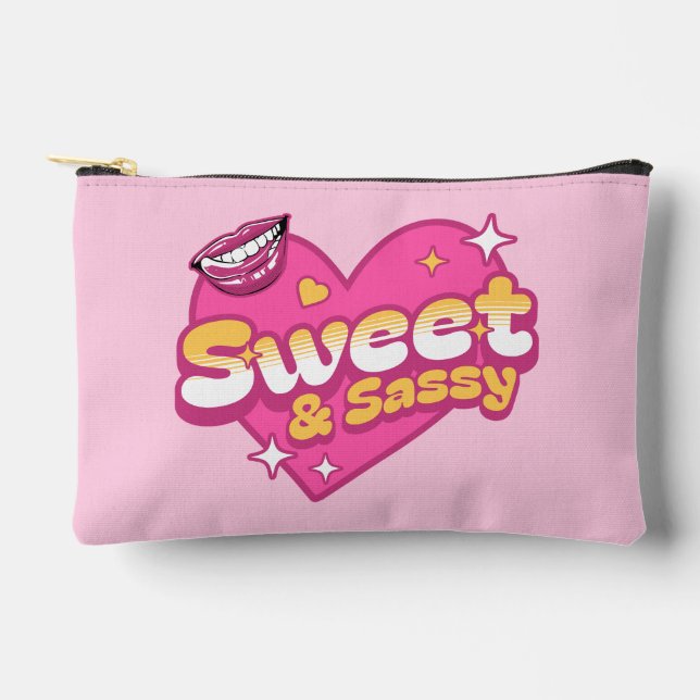 Pochette À Accessoires Doux et Sassy Rétro Cœur (Recto)
