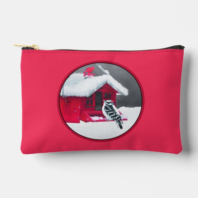 Pochette À Accessoires Downy Pic sur Red Feeder Original Bird Art (Recto)