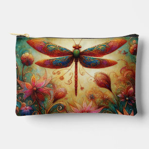 Pochette À Accessoires Dragonfly lunaire Floral Art Abstrait Turquoise ro