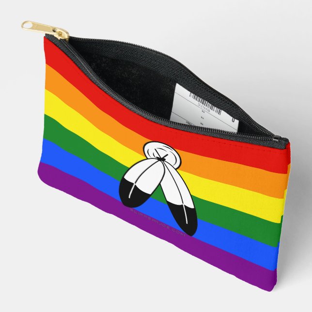 Pochette À Accessoires Drapeau de fierté bispirituel de SlipperyJoe's sym (Ouvrir)
