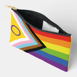 Pochette À Accessoires Drapeau de fierté intersexe de SlipperyJoe's fond 