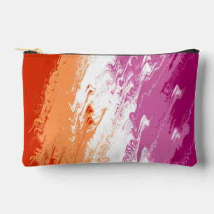 Pochette À Accessoires Drapeau de fierté lesbienne abstrait trippy ondulé