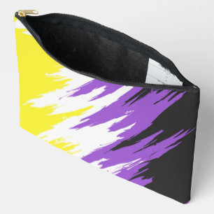 Pochette À Accessoires Drapeau de fierté non binaire funky grunge zigzag