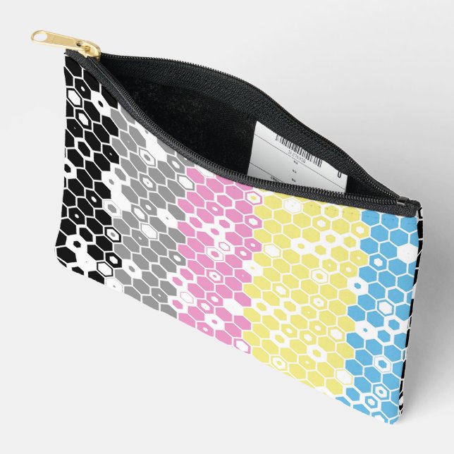 Pochette À Accessoires Drapeau de fierté polygender abstrait géométrique  (Ouvrir)
