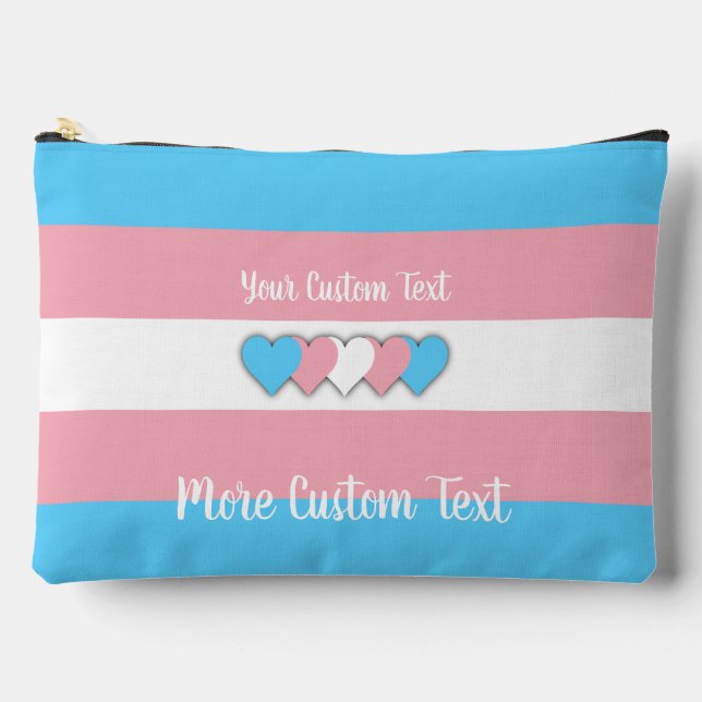 Pochette À Accessoires Drapeau de fierté transgenre avec texte (Recto)