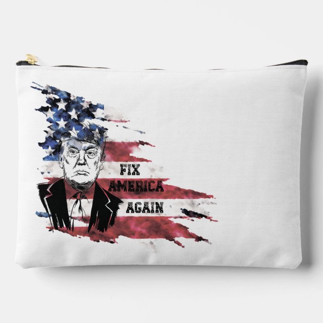 Pochette À Accessoires Drapeau des Etats-Unis.Donald Trump. (Recto)