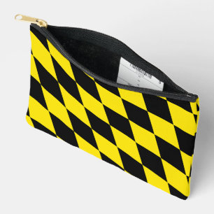 Pochette À Accessoires Drapeau diamant de Bavière noire et jaune Motif